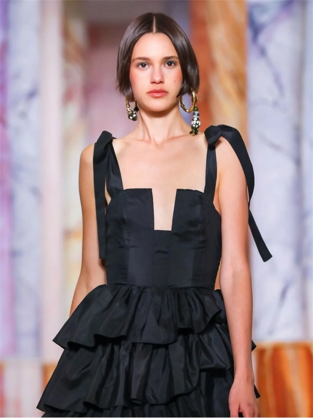 Ulla Johnson Valentina Silk Tiered Ruffle Midi Dress Black 6 NWT - Picture 11 of 15